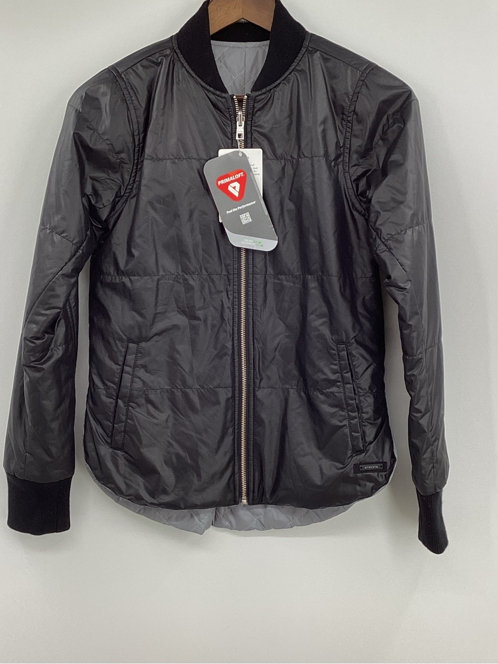 Athleta Reflective Reversible Black Quilted Bomber Jacket